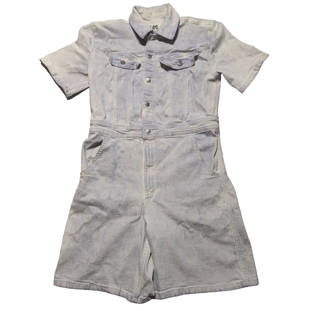 LEE UNION-ALLS‎ Women Small Purple Acid Wash Denim Short Romper